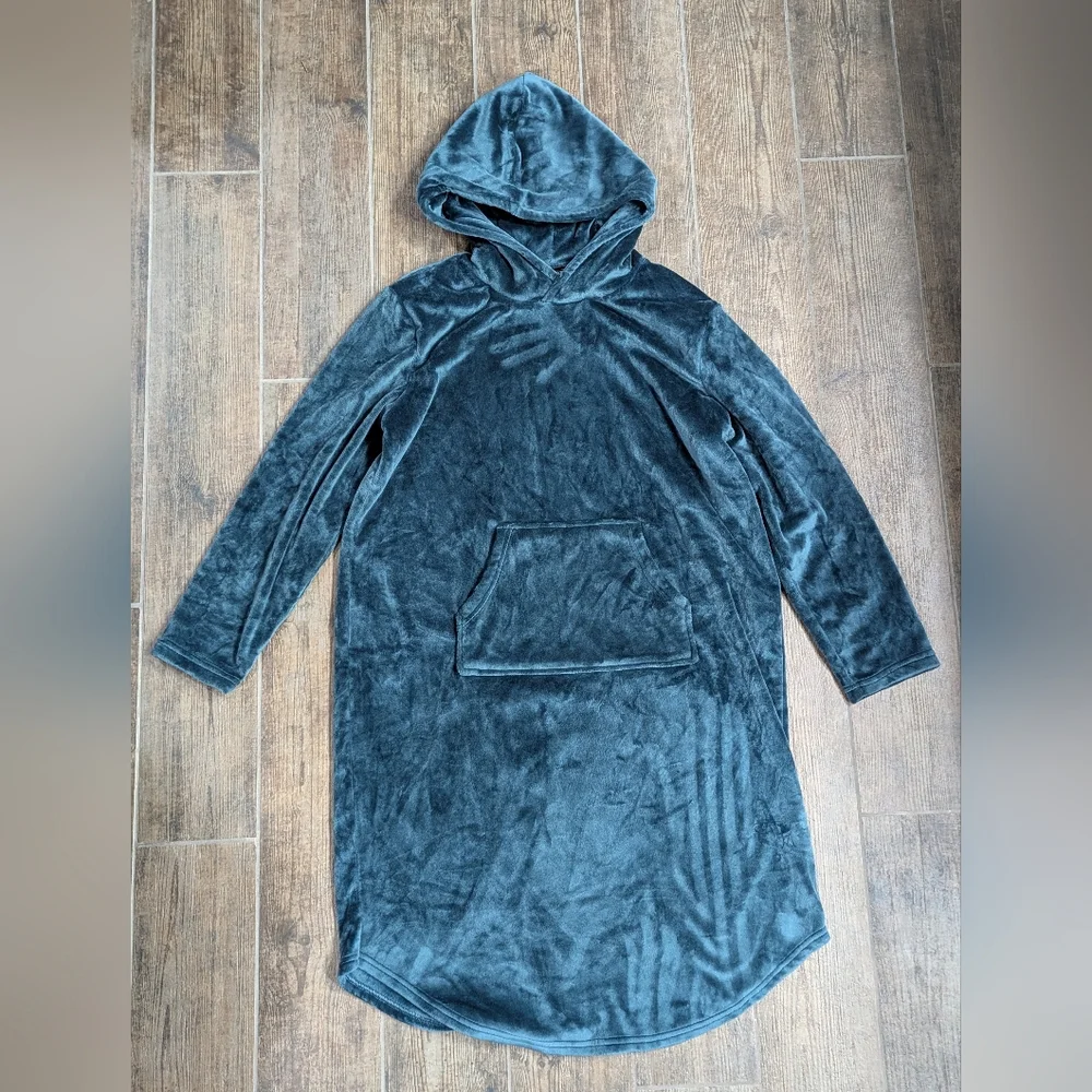 32 Degrees Heat Sleep Adult (L/XL)Teal Cozy Plush Hooded Lounger - Picture 4 of 4
